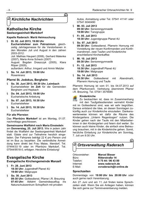 Raderacher Ortsnachrichten - Friedrichshafen