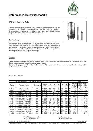 Unterwasser HauswasserwerkeW600 D1620 - Garvens
