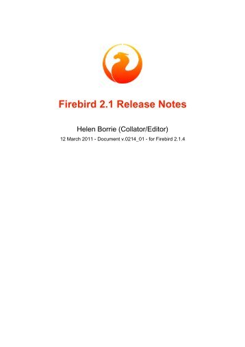 Firebird 2.1 Release Notes