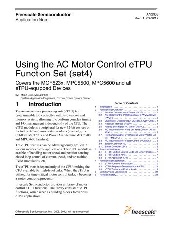 Using the AC Motor Control eTPU Function Set (set4) - Freescale ...