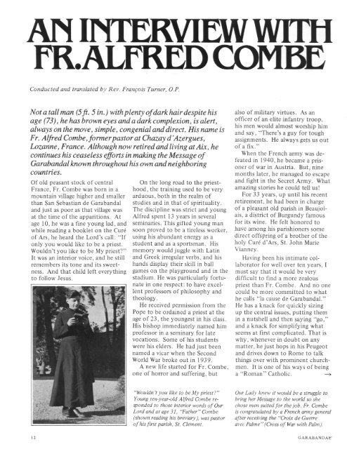 An Interview With FR. Alfred Combe - Garabandal