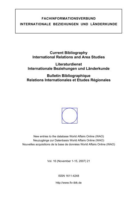 21/2007, 1-15 November - Fachinformationsverbund &quot;Internationale ...