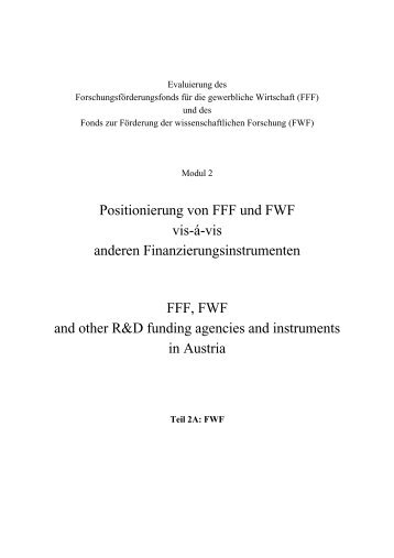 Positionierung von FFF und FWF vis-á-vis anderen ... - fteval