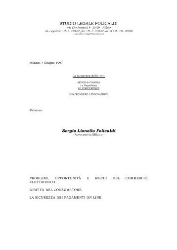 STUDIO LEGALE FOLICALDI Sergio Lionello Folicaldi - Franzosi