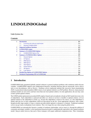 LINDO/LINDOGlobal - Gams