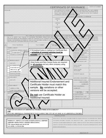 Sample ACCORD insurance certificate - San Jose International ...