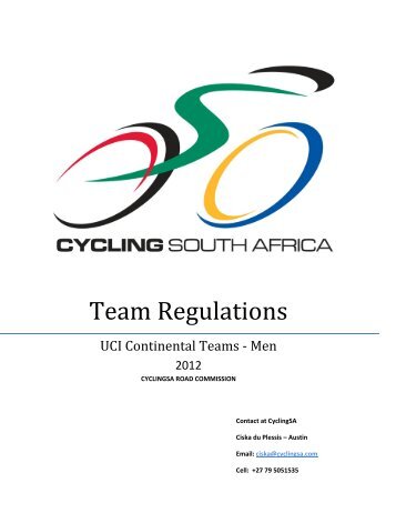 Team Regulations - Cycling South Africa