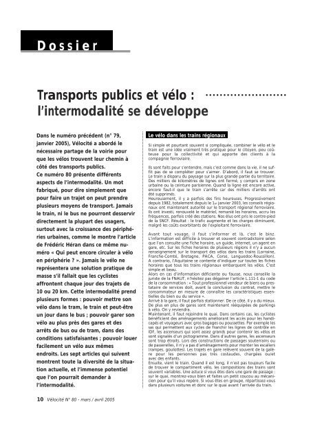 Transports publics et vélo : l'intermodalité se développe Dossier