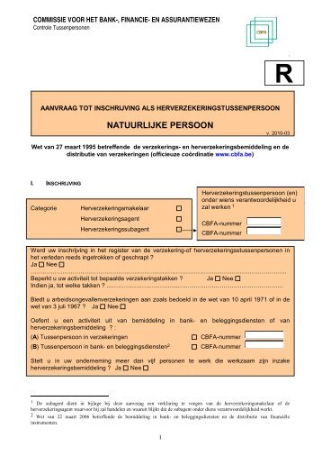 CBFA - Tussenpersonen - Herverzekeringen - Inschrijving ... - FSMA