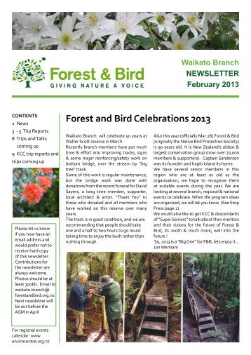 Waikato Branch Newsletter Feburary 2013 - Forest and Bird