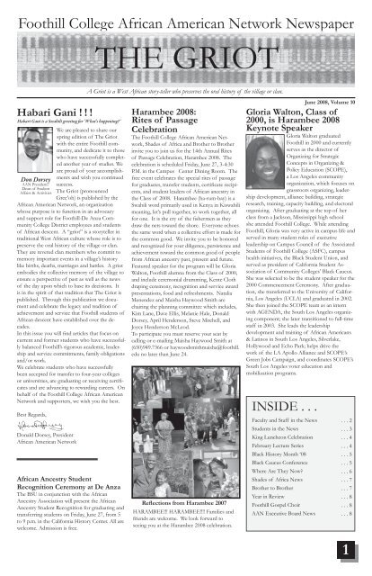 Foothill College African American Network Newspaper 1