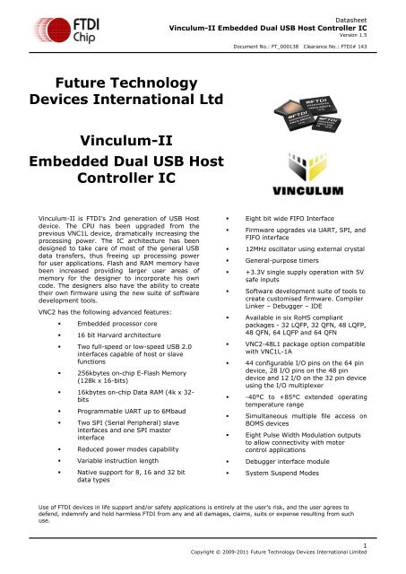 Future Technology Devices International Ltd Vinculum-II ... - FTDI