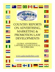 country reports on advertising, marketing & promotion law - GALA