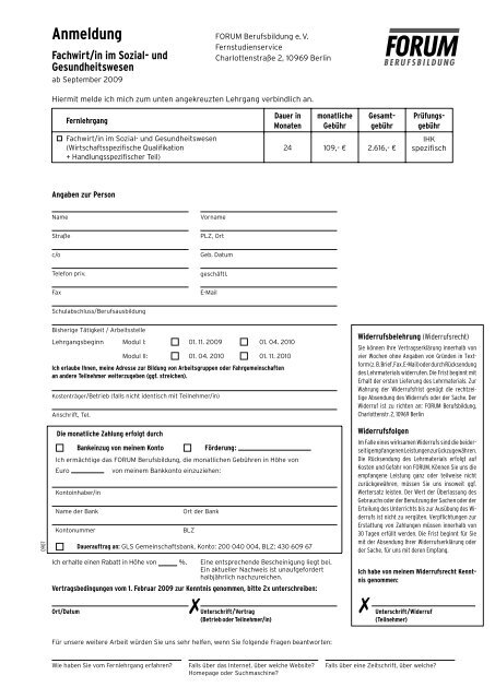 Anmeldung - FORUM Berufsbildung