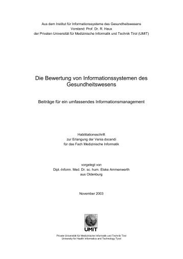 Die Bewertung von Informationssystemen des ... - UMIT