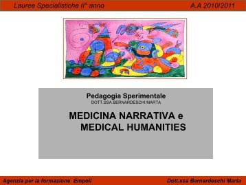 MEDICINA NARRATIVA e MEDICAL HUMANITIES - Formazione e ...