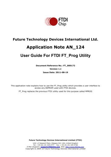 Application Note AN_124 User Guide For FTDI FT_Prog Utility