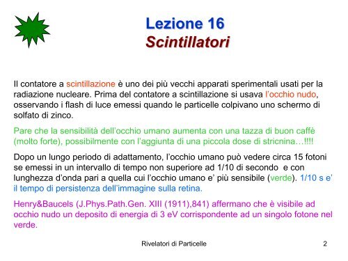 Lezione 16 Scintillatori - Fisica