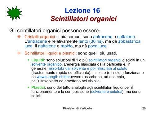 Lezione 16 Scintillatori - Fisica