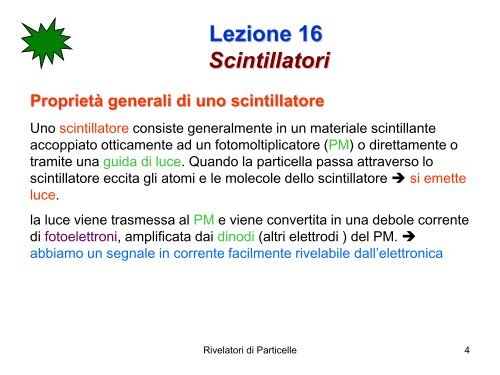 Lezione 16 Scintillatori - Fisica