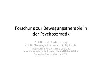 Forschung zur Bewegungstherapie in der Psychosomatik (pdf)