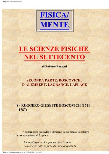 le scienze fisiche nel settecento - fisica/mente