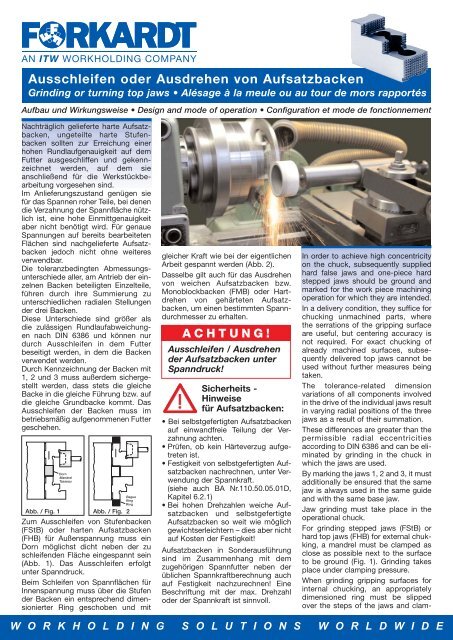 Ausschleifen oder Ausdrehen von Aufsatzbacken - Forkardt