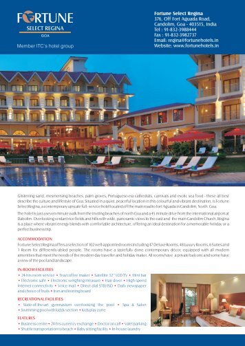 Hotel factsheet - Fortune Park Hotels