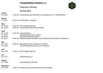 Wanderungen und Veranstaltungen 2013 / PDF - Frankenwaldverein