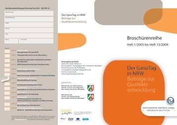 Der GanzTag in NRW Beiträge zur Qualitäts- entwicklung