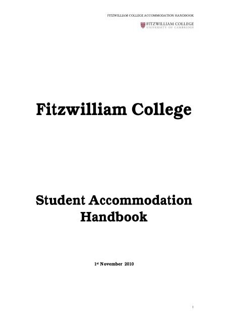 Student Accommodation Handbook - Fitzwilliam College - University ...