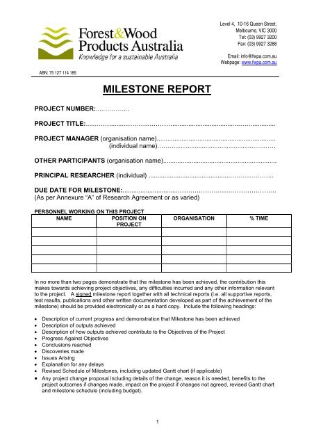 Milestone Report Template - PDF (60KB)