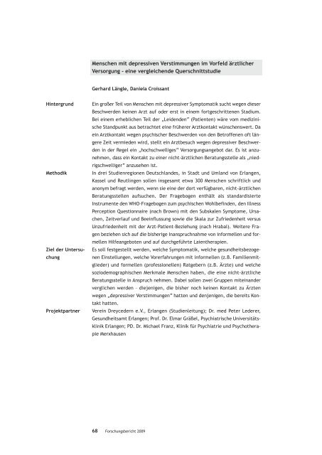 Forschung und Lehre Jahresbericht 2009 - ZfP Südwürttemberg