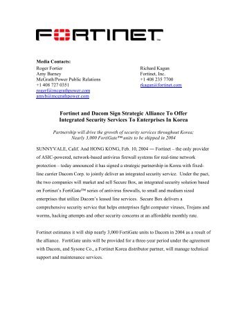 Fortinet and Dacom Sign Strategic Alliance To Offer Integrated ...