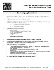 Chief Joe Mathias British Columbia Aboriginal Scholarship ... - FNESC