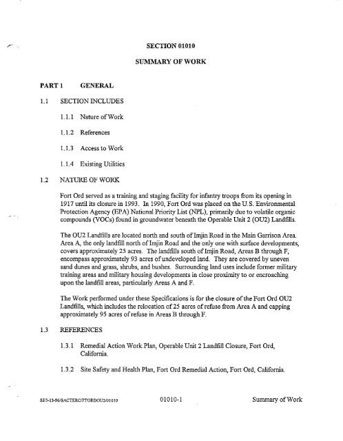 REMEDIAL ACTION WORK PLAN OPERABLE UNIT 2, LANDFILL ...