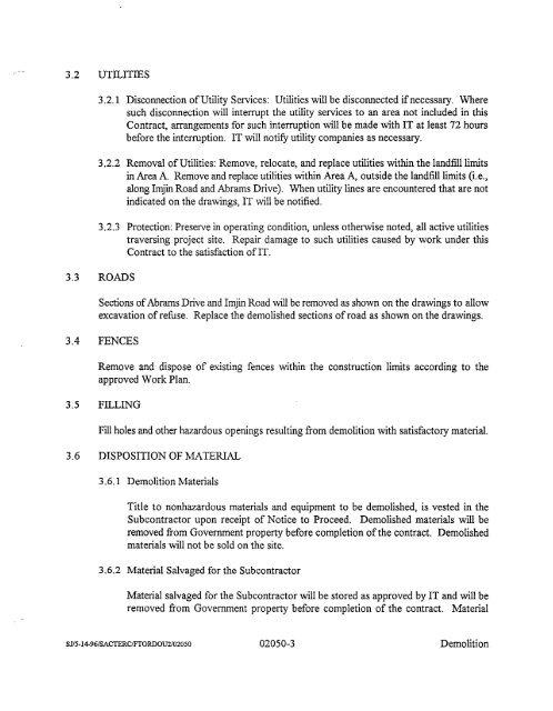 REMEDIAL ACTION WORK PLAN OPERABLE UNIT 2, LANDFILL ...