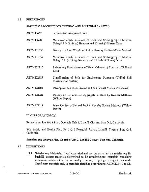 REMEDIAL ACTION WORK PLAN OPERABLE UNIT 2, LANDFILL ...