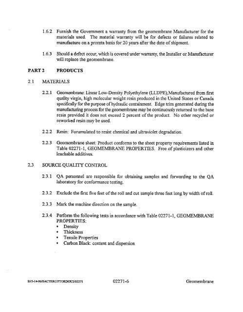 REMEDIAL ACTION WORK PLAN OPERABLE UNIT 2, LANDFILL ...