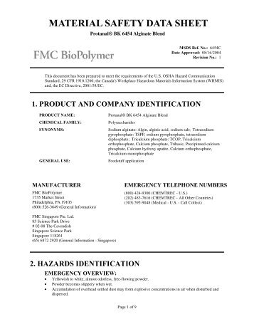 Protanal® BK 6454 Alginate Blend - FMC Corporation