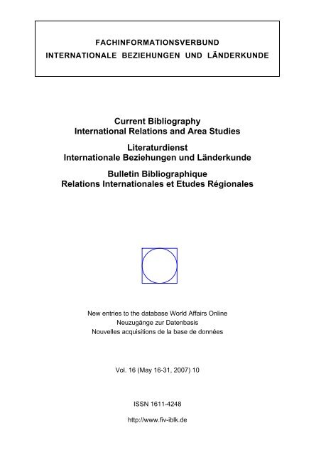 10/2007, 16-30 May - Fachinformationsverbund &quot;Internationale ...