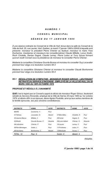 17 janvier 1995 / page 1 de 14 N U M É R O   1 ... - Ville de Gatineau