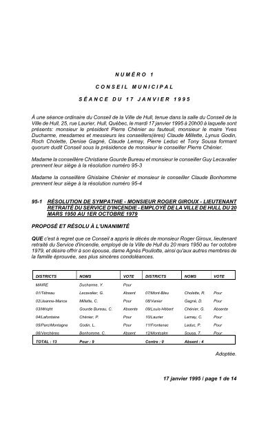 17 janvier 1995 / page 1 de 14 N U M É R O   1 ... - Ville de Gatineau