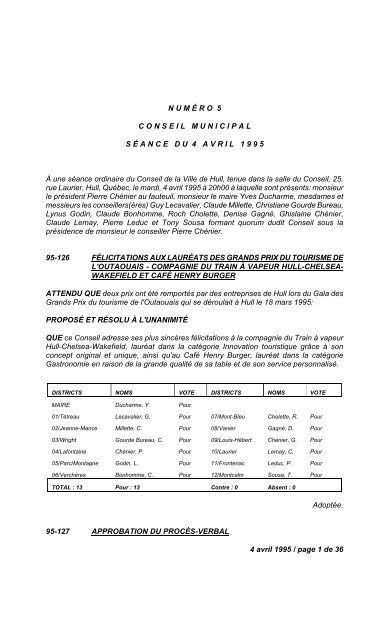 17 janvier 1995 / page 1 de 14 N U M É R O   1 ... - Ville de Gatineau