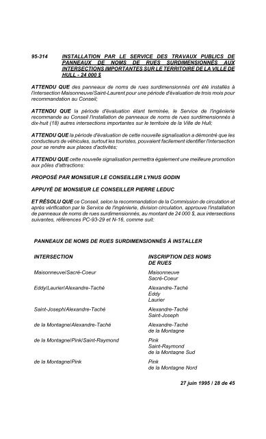 17 janvier 1995 / page 1 de 14 N U M É R O   1 ... - Ville de Gatineau