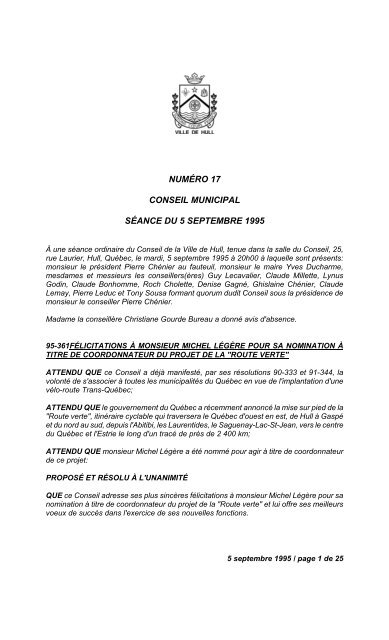 17 janvier 1995 / page 1 de 14 N U M É R O   1 ... - Ville de Gatineau