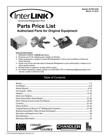 InterLink Parts Price List - Fox Appliance Parts of Macon, Inc.