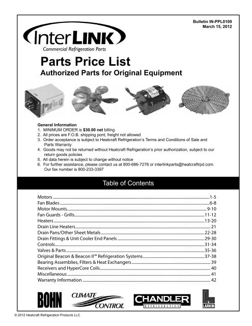 InterLink Parts Price List - Fox Appliance Parts of Macon, Inc.