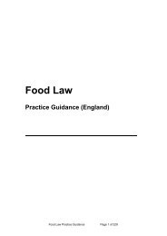 Practice Guidance - Food Law