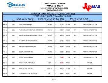 TXMAS 12-84030 TXMAS CONTRACT PRICING EFFECTIVE ... - Galls